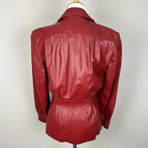 Vintage WINLIT Leather Jacket Womens Small M Red Rust Mod Gogo Hipster 1960s‎ 13 thumbnail 5