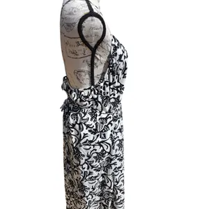 Loft NWT Womens Black White Floral Woodcut Maxi Dress Tie Back 566458 Size Large thumbnail 8