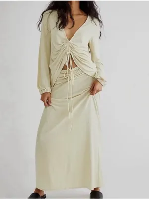 FP Beach Free People Yellow Convertible Midi Dress Maxi Skirt Small thumbnail 3