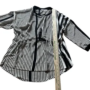 PHASOR Women's M Stripe Blouse Top Flowy Neutal Business Casual‎ Office thumbnail 9