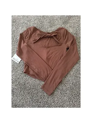 Lululemon Dark Brown Modal Silk Twist Back Long Sleeve Shirt Size 2 thumbnail 5