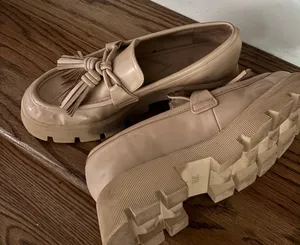Zara Chunky Tassel Loafer Flats in Beige thumbnail 1