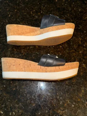 Michael Kors Warren Platform Cork Slide Sandals Black Size 8 thumbnail 3