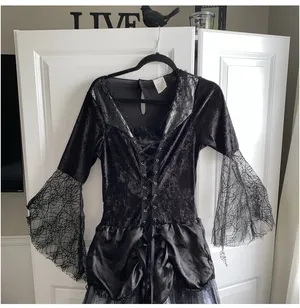 Gothic Whimsigoth Vampire Bride Witch Hooped Gown Dress Jrs. Large 12-14 thumbnail 13