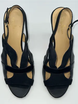 Cole Haan Women's Strappy High Heel Black Leather, Patent and Suede Sandals-Sz 9 thumbnail 3