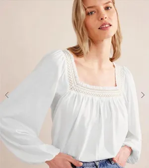 NWT Boden Square Neck Top Size US 4 White thumbnail 1
