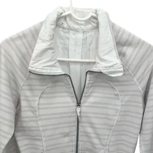 Lululemon Womens Twin Stripe Nimbus Full Zip Blissed Out Jacket White Gray Small thumbnail 2