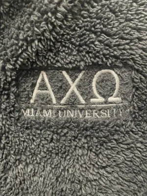 Miami University Alpha Chi Omega fuzzy quarter zip sweatshirt thumbnail 2