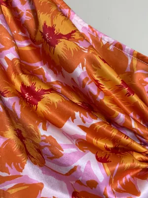 Hello Molly Loving That Girl Mini Dress Women's Small Orange Floral One Shoulder thumbnail 10