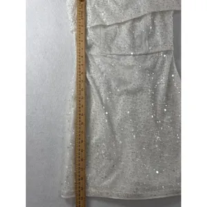 Lulus White‎ One Shoulder Sequin Pearl Embellished Mini Dress NWT Size S thumbnail 8