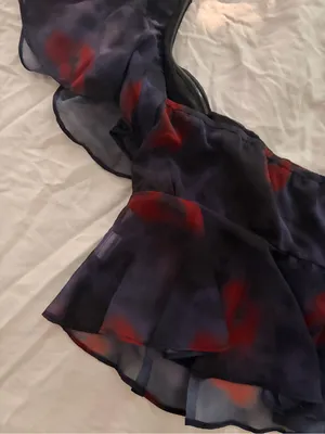 Princess Polly Navy and Red Sheer Ruffle Crop Top thumbnail 5
