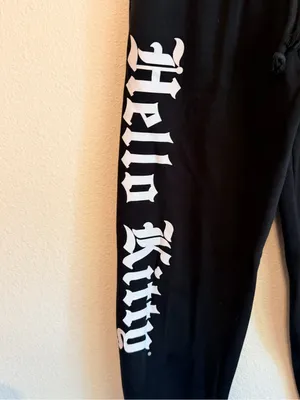 Dolls Kill x Hello Kitty and friends goth sweatpants, black, highwaisted, sz XS thumbnail 11