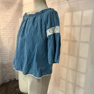 🔥🔥5 for $25🔥🔥 Joes jeans denim chambray off the shoulder blouse thumbnail 4