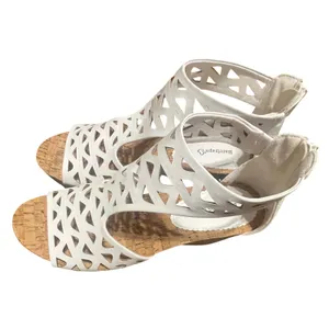 Baretraps Miriam White Laser Cut Wedge Sandals Womens 11M‎ BTS19-10715-010-111 thumbnail 4