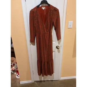 See U Soon Brown Wrap Long Midi Long Sleeve Dress Size Small thumbnail 5