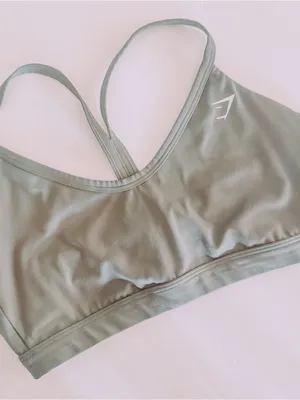 Gymshark Dark Olive Green V Neck Light Support Sports Bra. Size Medium thumbnail 1