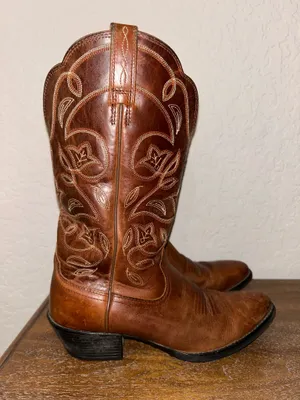 Ariat Heritage-R Toe Floral Stitch Western Leather Boot Shoes Size 5.5 thumbnail 3