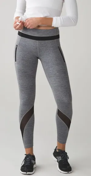 Lululemon Inspire Tight II Grey Black Size 2 thumbnail 1
