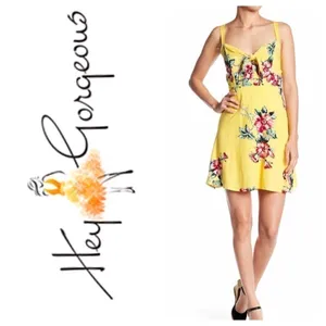 𝅺YELLOW Floral Print V thumbnail 3