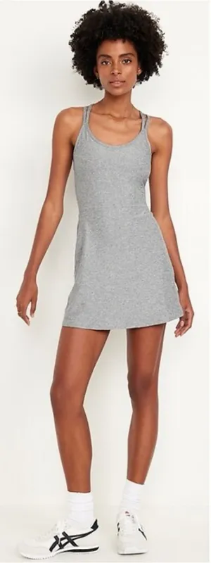 NWT Old Navy Active Cloud + Strappy Athletic Dress Shorts Bra Gray Sz L 🧡🎀 thumbnail 1