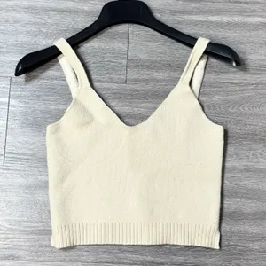 Zara Cream Knit Cropped Sweater Tank Top Camisole Size S Cream Minimalist Luxury thumbnail 2