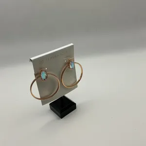 Kendra Scott Elle Open Hoop Earrings Rose Gold Iridescent Stone NWT thumbnail 2