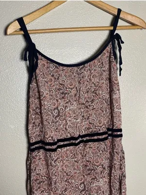Lauren Conrad Sleeveless‎ Paisley Summer Dress with Navy Trim phoebe buffay inspo y2k medium thumbnail 1