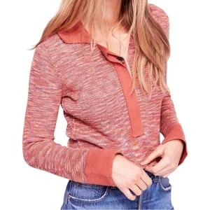 NWT Free People Making Memories Cropped Henley Sweater Size Medium Terra Cotta thumbnail 15
