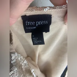NWT Free Press Gold Sequin Criss Cross Back Mini Cocktail Dress Size M thumbnail 7