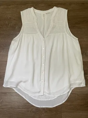 Anthropologie Meadow Rue Sleeveless Blouse Size 14 White Romantic Boho Lace thumbnail 8