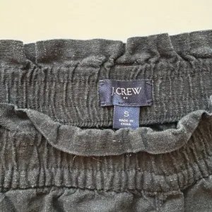 J. Crew Smocked Waist Linen Blend Shorts Ruffle‎ Elastic Black Size Small thumbnail 2