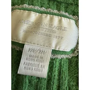 VTG American Eagle Sweater Women Medium Green V Neck Cable Knit Pullover Y2K‎ thumbnail 4