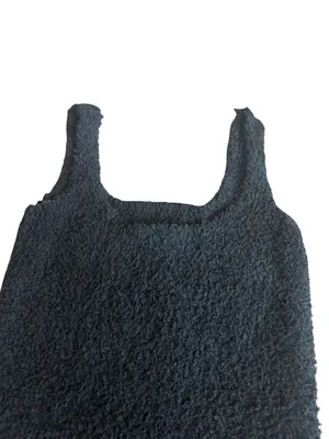 Skims Cozy Knit Fuzzy Teddy Sherpa Tank Top Black Onyx Stretch Size XS Women's thumbnail 11