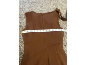 Calvin Klein Brown Bow Shoulder Midi Dress Size 2 thumbnail 13