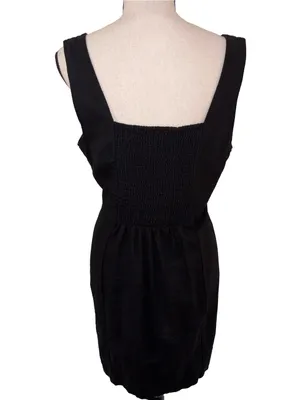 Old Navy Square Neck Linen-Blend Mini Dress Black Size Large thumbnail 2