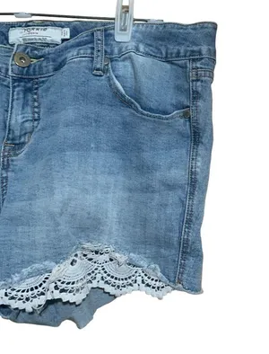 Torrid Shorts Womens 18 Blue Stretch Lace Hem Distressed Cutoff Bottoms Ladies thumbnail 2