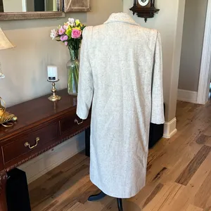 Vintage Women's Long Speckled Beige Coat Size 8 thumbnail 8