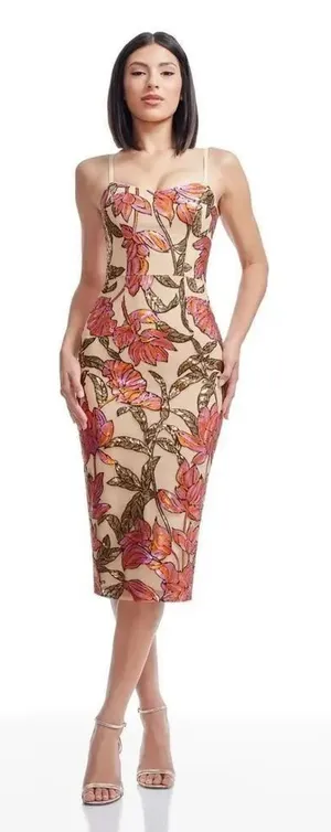 NWT Dress The Population DTP Blakely Floral Sequin Dress Size XS thumbnail 1