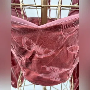 Altar'd State Velvet Burnout Smocked Crop Top Size Small Pink thumbnail 5