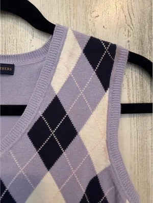 Brooks Brothers 346 Womens Small Purple Argyle V-Neck Vest thumbnail 5