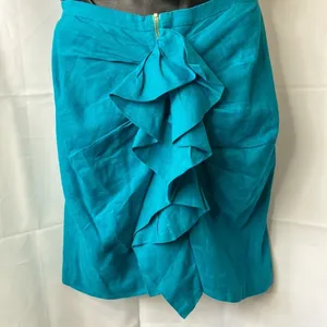 Zara Women’s Teal Linen Ruffle Midi Skirt Size Small thumbnail 7