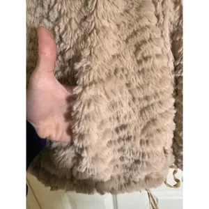 Democracy Faux‎ Fur Hooded Jacket Tan Button Front Cozy Warm Size M thumbnail 6