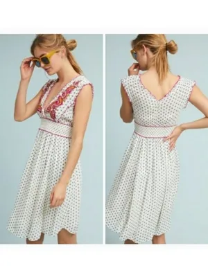 Anthropologie Lilka Maggie Embroidered Paisley Rayon Jersey Dress Size L Boho thumbnail 3