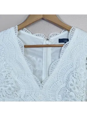 Lulus Lace Boho Dress XS Wedding Shower Rehearsal Bachelorette White Princess thumbnail 6