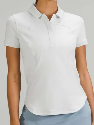 Lululemon Lululemon Quick-Drying Short Sleeve Polo Shirt White Vapor Sz 12/14 thumbnail 1