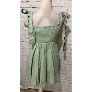 NWT Amable By Mable Anthropologie Green Ribbon Shoulders Mini Dress Size Medium thumbnail 5