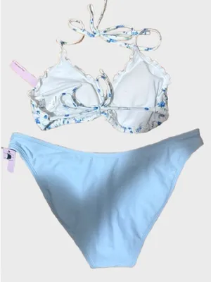 wild fable White & Light Blue Floral Triangle Bikini thumbnail 4