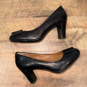 Clarks Leather Heels Bow Accent Chunky Heel thumbnail 8