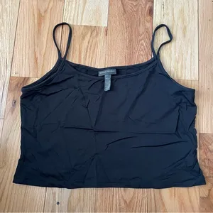 Banana Republic Black Stretchy Cropped Tank Top Size Large thumbnail 1