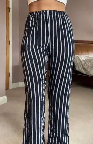 Brandy Melville Striped Blue Navy White Pants Bottoms thumbnail 7